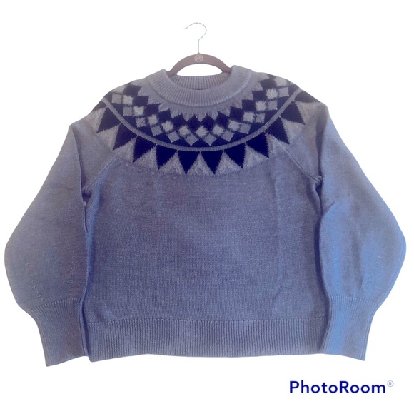 NWT Ann Taylor Fair Isle Sweater, size L, blue gray, excellent condition! - Picture 2 of 10